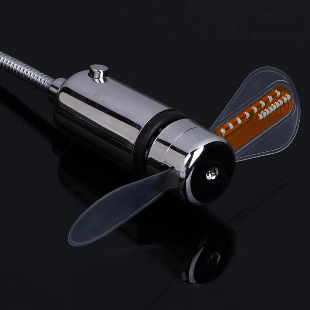 LED-Uhr-USB-Ventilator mit Temperaturanzeige – Tragbarer Mini-Schwanenhalsventilator für Büro, Zuhause und Reisen