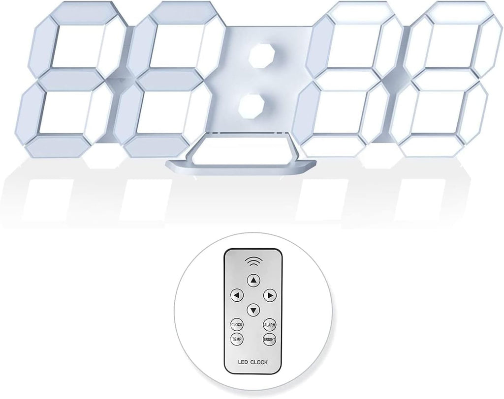 3D-LED-Digitaluhr für Wand und Tisch mit Fernbedienung für Küche, Schlafzimmer und Büro, 24,6 cm (9,7 Zoll) LED-Nachtlicht mit einstellbarer Helligkeit