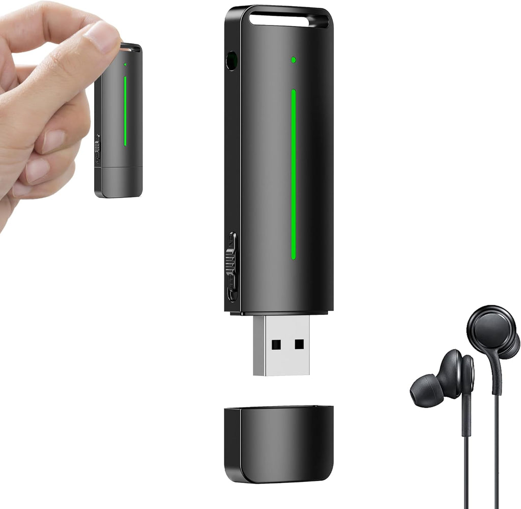 Sprachgesteuertes Aufnahmegerät, Diktiergerät, Sprachmemo-Gerät, USB-Digital-Audio-Notizgerät mit Wiedergabefunktion, Ein-Klick-Bedienung, 25 Tage Standby-Zeit