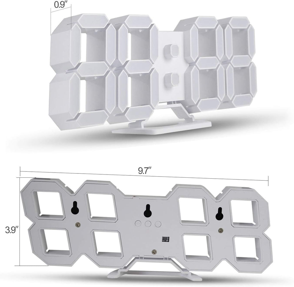 3D-LED-Digitaluhr für Wand und Tisch mit Fernbedienung für Küche, Schlafzimmer und Büro, 24,6 cm (9,7 Zoll) LED-Nachtlicht mit einstellbarer Helligkeit