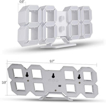 Laden Sie das Bild in den Galerie-Viewer, 3D-LED-Digitaluhr für Wand und Tisch mit Fernbedienung für Küche, Schlafzimmer und Büro, 24,6 cm (9,7 Zoll) LED-Nachtlicht mit einstellbarer Helligkeit