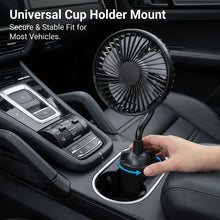 Laden Sie das Bild in den Galerie-Viewer, USB-betriebener Autoventilator mit Schwanenhals, geräuscharm, 3 Geschwindigkeitsstufen, verstellbar, tragbarer Wagenventilator für Getränkehalter im Auto, 12,7 cm (5 Zoll) Durchmesser, 360°-Drehung, Fahrzeugkühlung