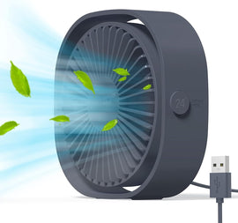 Kleiner, leiser und tragbarer USB-Ventilator, nur mit USB-Anschluss (keine Batterie), 3 Geschwindigkeitsstufen, 360° drehbar, ideal für Zuhause.