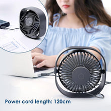 Laden Sie das Bild in den Galerie-Viewer, Kleiner, leiser und tragbarer USB-Ventilator, nur mit USB-Anschluss (keine Batterie), 3 Geschwindigkeitsstufen, 360° drehbar, ideal für Zuhause.