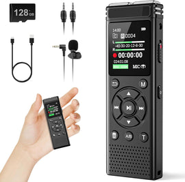 Digitaler Diktiergerät mit 136 GB Speicher, Wiedergabefunktion, 9000 Stunden Aufnahmekapazität, sprachgesteuerter Rekorder mit Rauschunterdrückung, A-B-Wiederholungsfunktion und MP3-Player