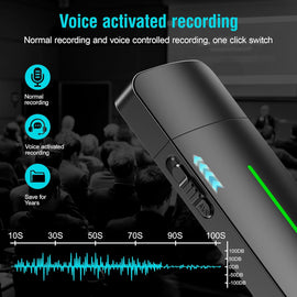 Sprachgesteuertes Aufnahmegerät, Diktiergerät, Sprachmemo-Gerät, USB-Digital-Audio-Notizgerät mit Wiedergabefunktion, Ein-Klick-Bedienung, 25 Tage Standby-Zeit
