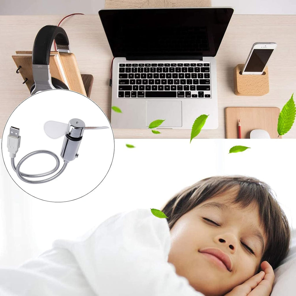 LED-Uhr-USB-Ventilator mit Temperaturanzeige – Tragbarer Mini-Schwanenhalsventilator für Büro, Zuhause und Reisen