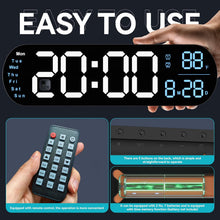 Laden Sie das Bild in den Galerie-Viewer, Digitale Wanduhr mit großem Display, 13,7 Zoll große digitale Wanduhr mit RGB-Farbwechsel, Fernbedienung, Datum, Wochentag, Temperatur und Sommerzeit